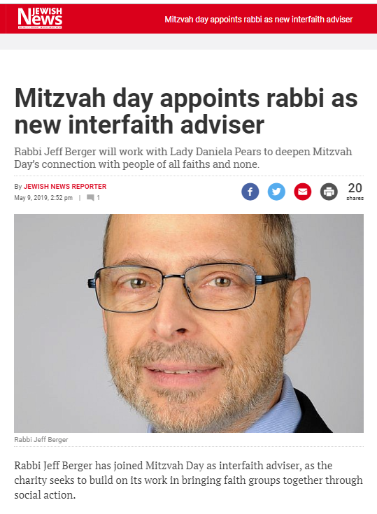 Mitzvah day appoints rabbi as new interfaith adviser